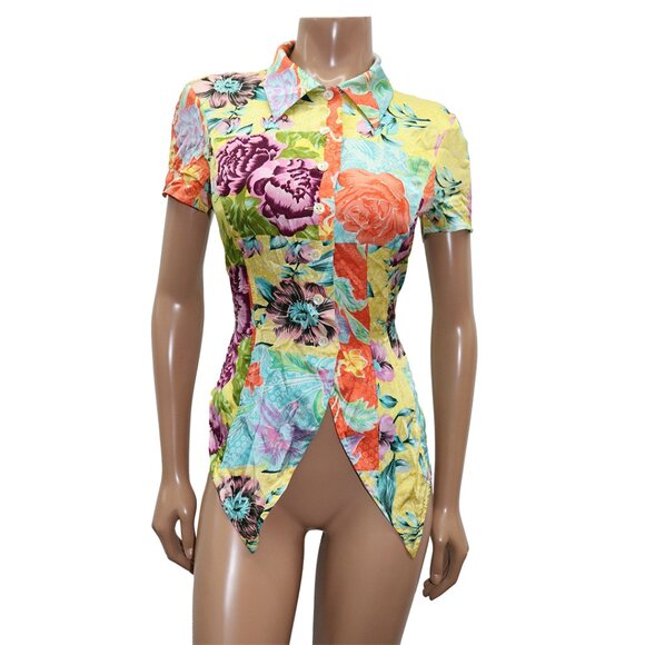 Kenzo Silk Floral Tailored Split Hem Top 40 IT/ 4 US - Picture 6 of 7